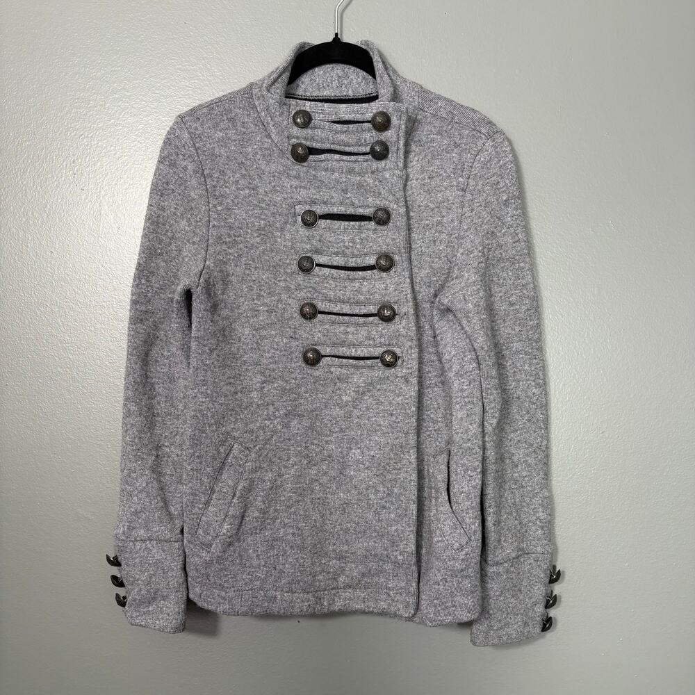 Zara Women's Gray Military Style Wool Blend Sweater Coat - Size Medium - Pockets